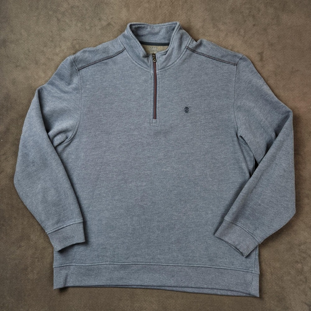 Izod Saltwater Sweater Mens 2XL Blue Quarter Zip Pullover Relaxed Classics‎